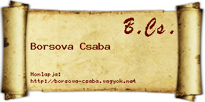 Borsova Csaba névjegykártya